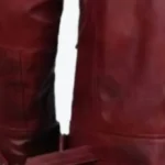 Men’s Distressed Quilted Style Maroon Leather Jacket Sleeves Rare Jacket