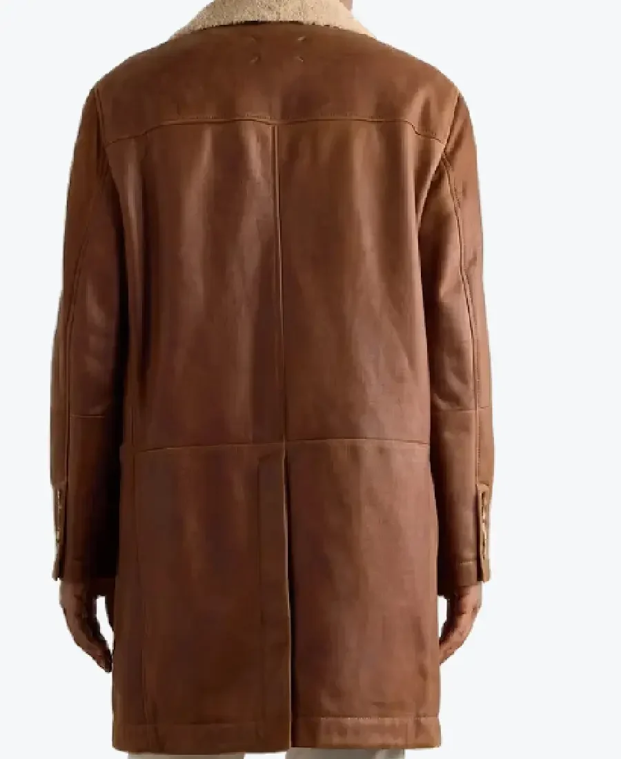 Men's Double Breasted Shearling Peacoat back - Rare Jackets