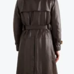 Men's Double Breasted Shearling Trimmed Trench Coat Back - Rare Jackets