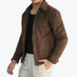 Men's Garde Brown Suede Leather Jacket Side - Rare Jackets