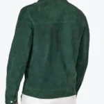 Mens Green Suede Leather Jacket Back - Rare Jackets