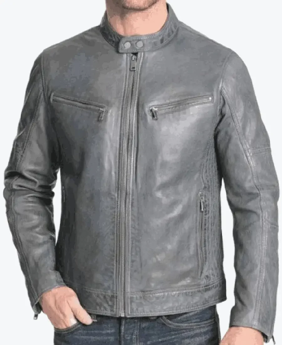 Men’s Grey Leather Motorcycle Jackets