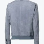 Mens Grey Suede Leather Bomber Jacket Back - Rare Jackets