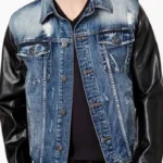 Men’s Jean Jacket With Leather Sleeves