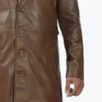 Men's Lapel Style Brown Long Coat Sleeves Rare Jacket