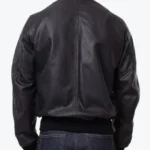 Men’s Lightweight Black Leather Bomber Jacket Back - Rare Jackets