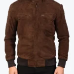 Men’s Mocha Sven Suede Bomber Jacket Front - Rare Jackets