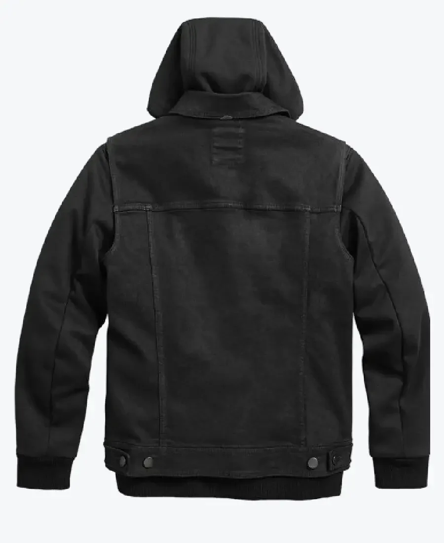 Men’s Motorcycle 3 In 1 Black Denim Jacket Back\ - Rare Jackets