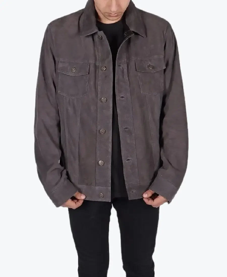 Men’s Oversized Grey Suede Jacket - Rare Jackets
