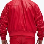 Men’s Oversized Red Leather Bomber Jacket Back - Rare Jackets (1)