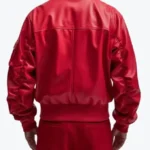 Men’s Oversized Red Leather Bomber Jacket Back - Rare Jackets