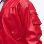 Men’s Oversized Red Leather Bomber Jacket Side - Rare Jackets