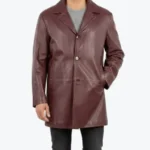 Men's Oxblood Brown Classic Casual Leather Coat - Rare Jackets