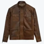 Men's Padded Brown Classic Leather Jackets Rare Jacket