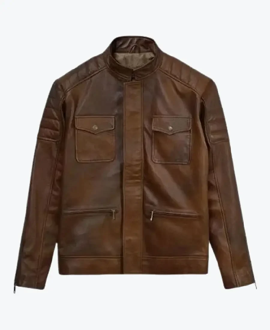 Men's Padded Brown Classic Leather Jackets Rare Jacket