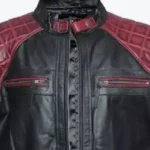 Mens Quilted Black And Maroon Jacket Collar Rare Jacket