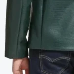 Mens Quilted Croco Green Cafe Racer Leather Jacket Sleeves Rare Jacket