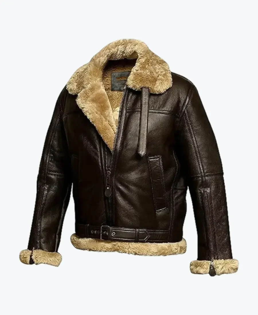 Mens RAF Aviator B3 Bomber Faux Fur Leather Jackets
