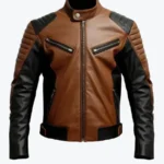 Mens Racer Sheepskin Coat Zipper Pockets Leather Jackets Rare Jacket