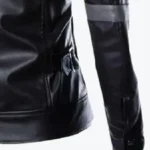 Men’s Raven Black With Gray Stripes Leather Jacket Sleeves Rare Jacket