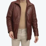 Men's Real Lambskin Leather Brown Car Coat - Rare Jackets