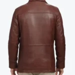 Men's Real Lambskin Leather Brown Car Coat Back - Rare Jackets