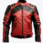 Men’s Red Black Sheepskin Biker Racer Jackets Rare Jacket