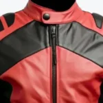 Men’s Red Black Sheepskin Biker Racer Jackets Collar Rare Jacket