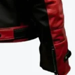 Men’s Red Black Sheepskin Biker Racer Jackets Sleeves Rare Jacket