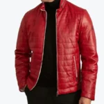 Men’s Red Lambskin Puffer Jacket Rare Jacket