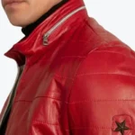 Men’s Red Lambskin Puffer Jacket Collar Rare Jacket