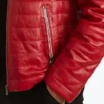 Men’s Red Lambskin Puffer Jacket Sleeves Rare Jacket