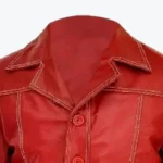 Men’s Red Tyler Durden Lambskin Leather Biker Jacket Collar Rare Jacket