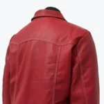 Men’s Red Tyler Durden Lambskin Leather Biker Jacket Shoot Collar Back Rare Jacket