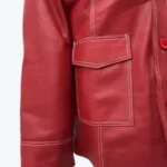 Men’s Red Tyler Durden Lambskin Leather Biker Jacket Shoot Sleeves Rare Jacket
