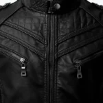 Men's Retro Black Leather Jacket Collar Rare Jacket