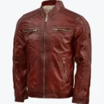 Men’s Scup Red Leather Biker Jackets Rare Jacket