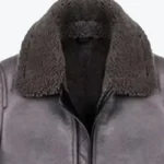 Men's Shearling Grey Sheepskin B2 Leather Jacket Collar Rare Jacket