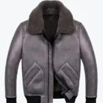 Men's Shearling Grey Sheepskin B2 Leather Jackets Rare Jacket