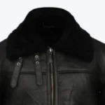 Mens Sheepskin Bomber Leather Jacket Collar Rare Jacket