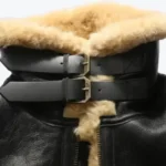 Mens Sheepskin Shearling B3 Black Bomber Jacket Collars