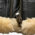 Mens Sheepskin Shearling B3 Black Bomber Jacket Zipped