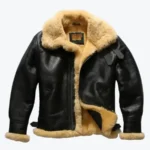 Mens Sheepskin Shearling B3 Black Bomber Jackets