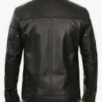 Mens Shirt Collar Classic Black Leather Jacket - Image 5