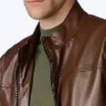 Men’s Stand-Up Leather Bomber Jacket Collar Rare Jacket