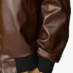 Men’s Stand-Up Leather Bomber Jacket Sleeves Rare Jacket