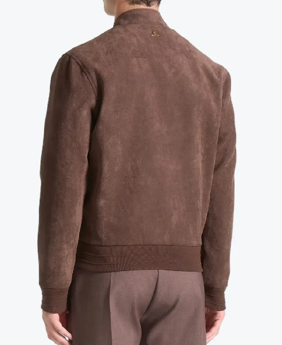 Men’s Suede Bomber Brown Jacket Back - Rare Jackets