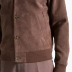 Men’s Suede Bomber Brown Jacket Side - Rare Jackets