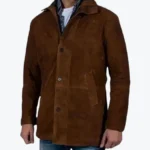 Men's Taylor Brown Suede Leather Coat Front - Rare Jackets