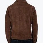 Men’s Trucker Dark Brown Suede Jacket Back - Rare Jackets